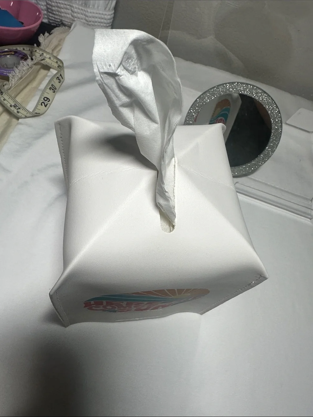 Here Comes The Sun White Tissue Box cover “ Here Comes the Sun” NWT
